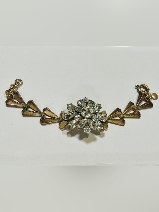 J. Crew Jewelry - J. Crew Gold-Tone Crystal Floral Cluster Bracelet